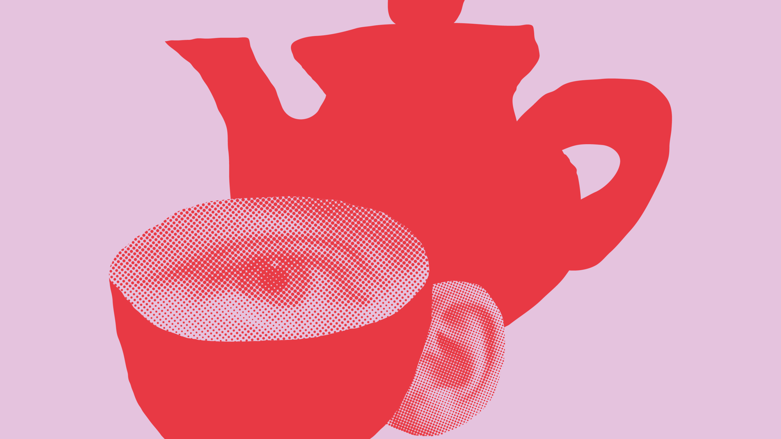 Collage aus einem Menschenauge in einer Kaffeetasse und einer Ohr als Henkel, im Hintergrund eine Kaffeekanne