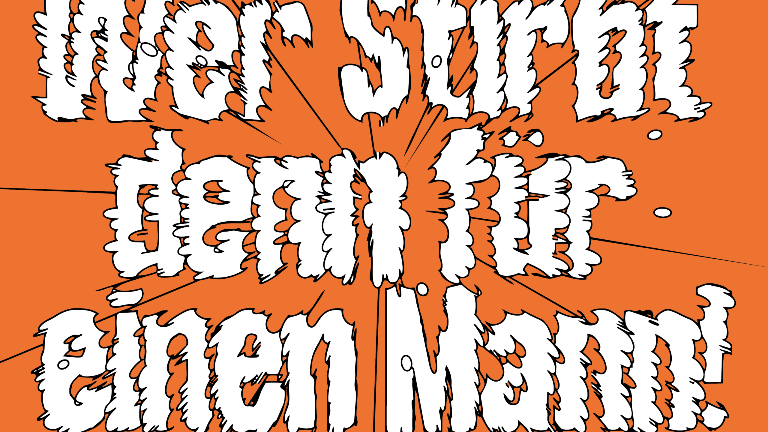 Weiße, zerfetzte Schrift auf orangefarbenem Hintergrund mit dem Text "Wer stirbt denn für einen Mann"